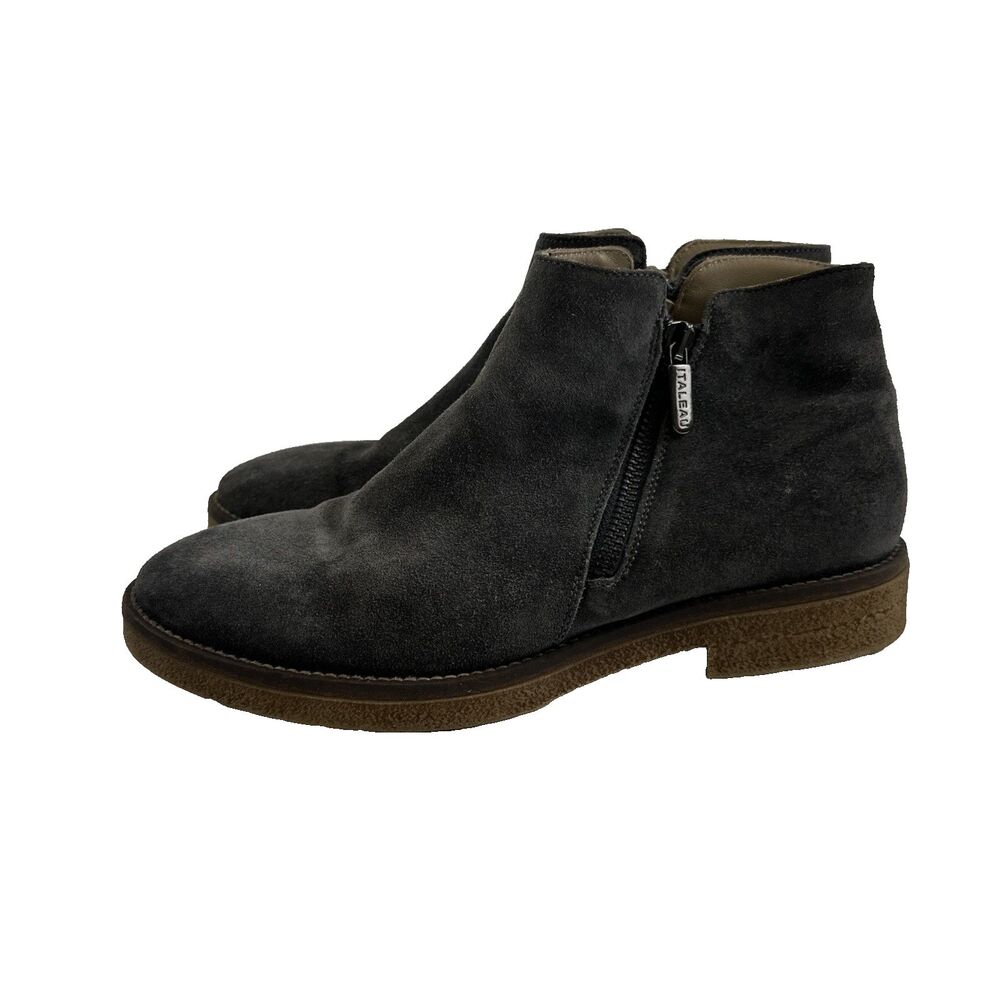Italeau Waterproof Foliana Bootie Gray Antracite Suede‎ Zip Ankle Boot 39.5 US 9
